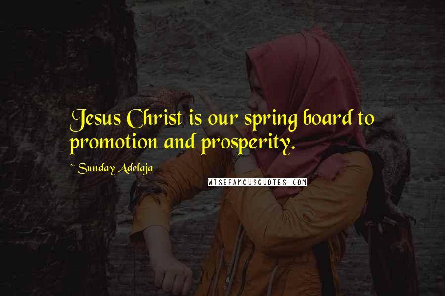 Sunday Adelaja Quotes: Jesus Christ is our spring board to promotion and prosperity.