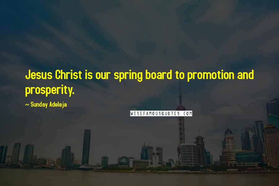 Sunday Adelaja Quotes: Jesus Christ is our spring board to promotion and prosperity.