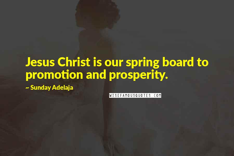 Sunday Adelaja Quotes: Jesus Christ is our spring board to promotion and prosperity.