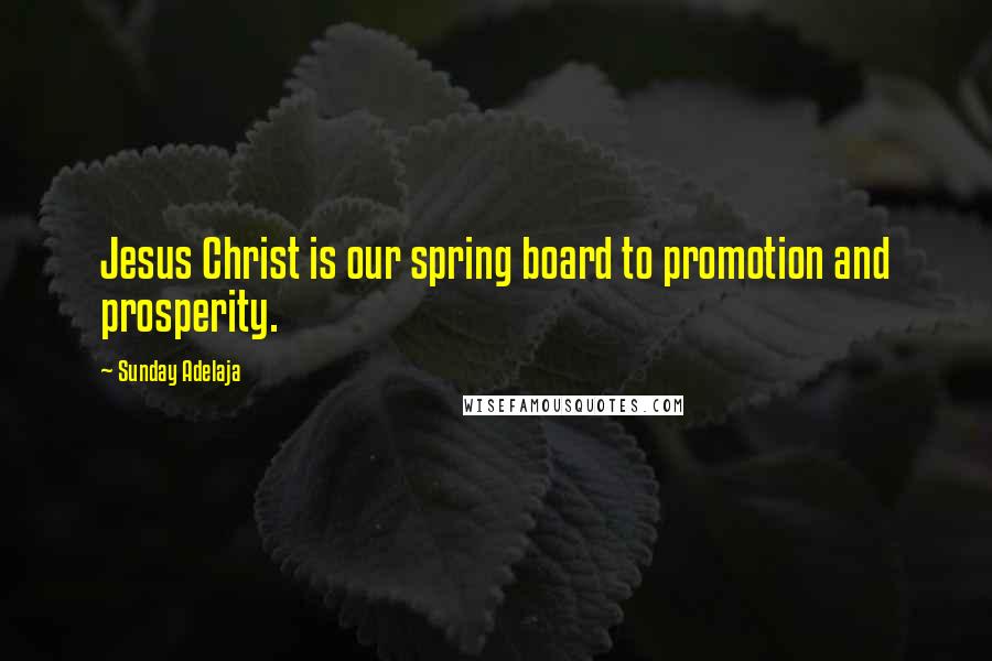 Sunday Adelaja Quotes: Jesus Christ is our spring board to promotion and prosperity.
