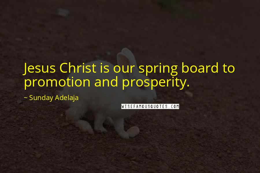 Sunday Adelaja Quotes: Jesus Christ is our spring board to promotion and prosperity.