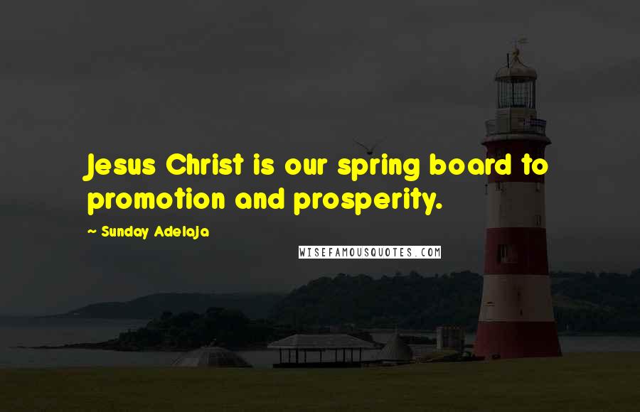 Sunday Adelaja Quotes: Jesus Christ is our spring board to promotion and prosperity.