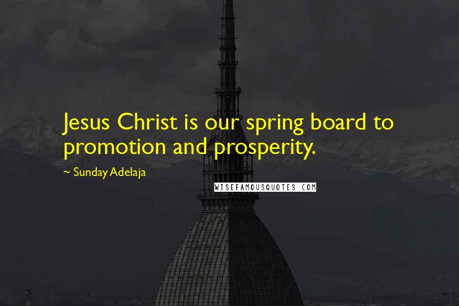 Sunday Adelaja Quotes: Jesus Christ is our spring board to promotion and prosperity.