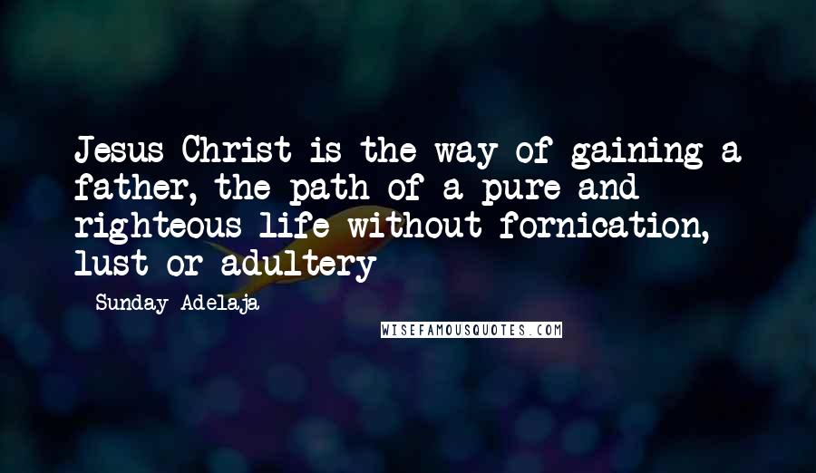 Sunday Adelaja Quotes: Jesus Christ is the way of gaining a father, the path of a pure and righteous life without fornication, lust or adultery