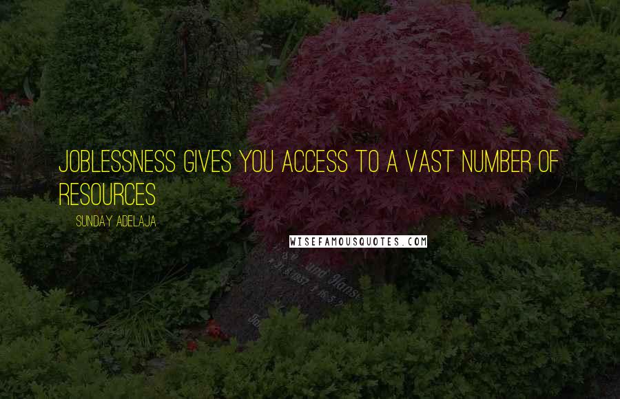 Sunday Adelaja Quotes: Joblessness gives you access to a vast number of resources