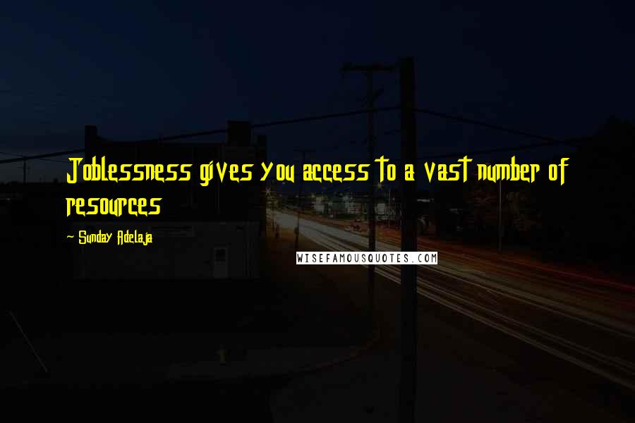 Sunday Adelaja Quotes: Joblessness gives you access to a vast number of resources