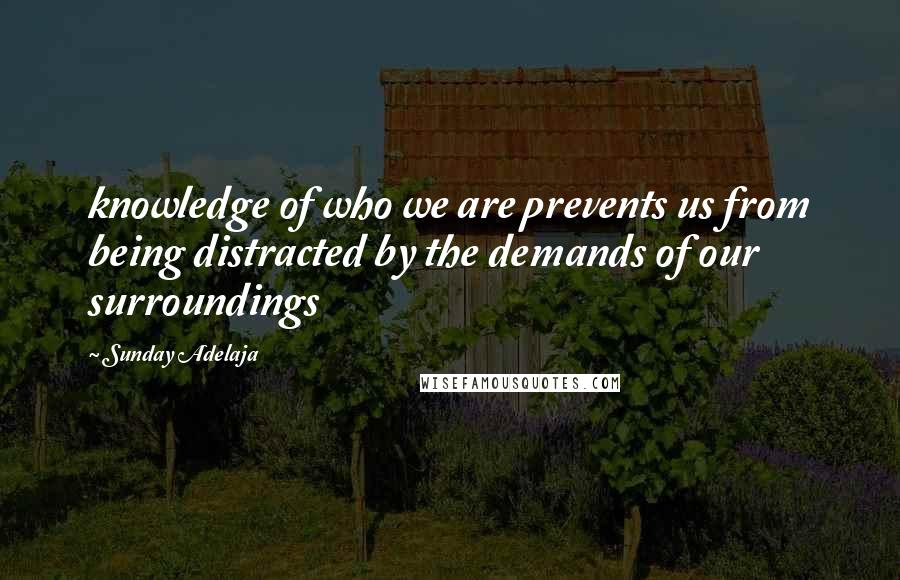 Sunday Adelaja Quotes: knowledge of who we are prevents us from being distracted by the demands of our surroundings