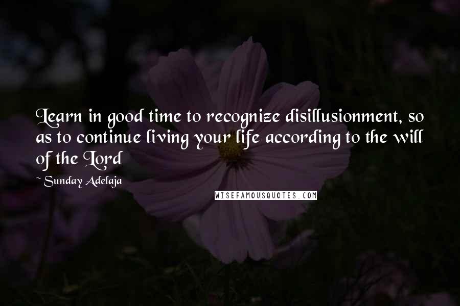 Sunday Adelaja Quotes: Learn in good time to recognize disillusionment, so as to continue living your life according to the will of the Lord
