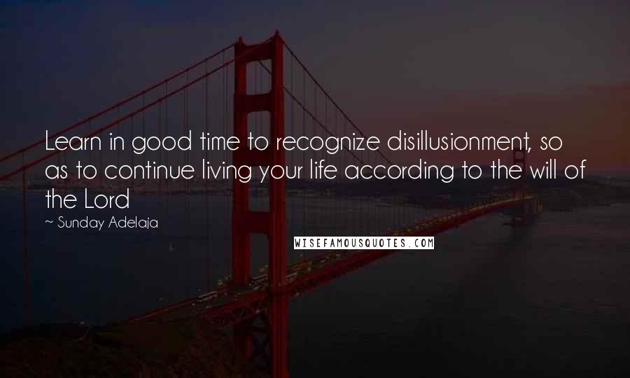 Sunday Adelaja Quotes: Learn in good time to recognize disillusionment, so as to continue living your life according to the will of the Lord