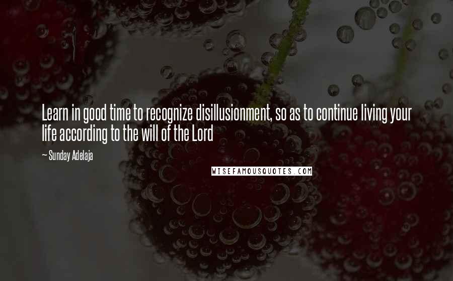 Sunday Adelaja Quotes: Learn in good time to recognize disillusionment, so as to continue living your life according to the will of the Lord