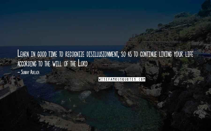 Sunday Adelaja Quotes: Learn in good time to recognize disillusionment, so as to continue living your life according to the will of the Lord