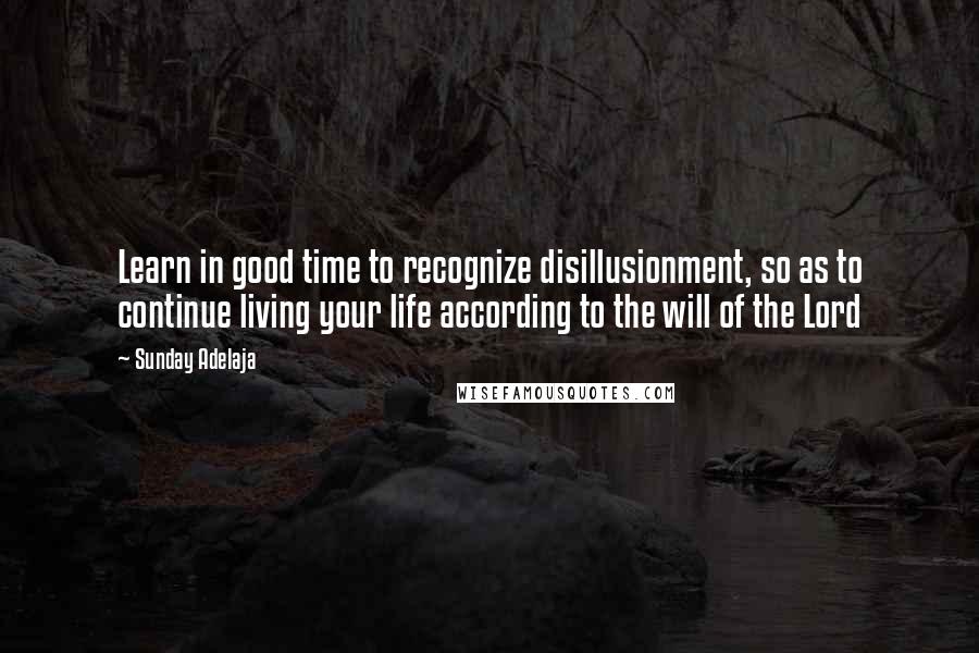 Sunday Adelaja Quotes: Learn in good time to recognize disillusionment, so as to continue living your life according to the will of the Lord