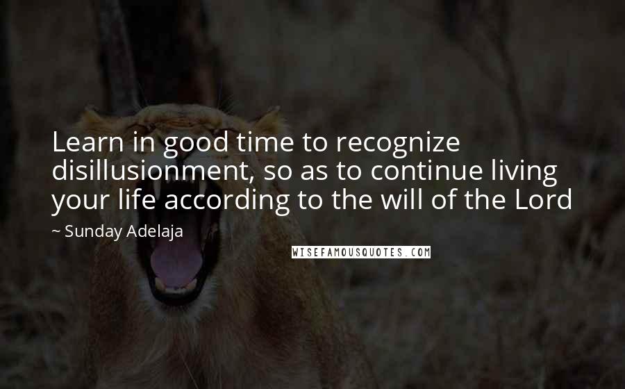 Sunday Adelaja Quotes: Learn in good time to recognize disillusionment, so as to continue living your life according to the will of the Lord