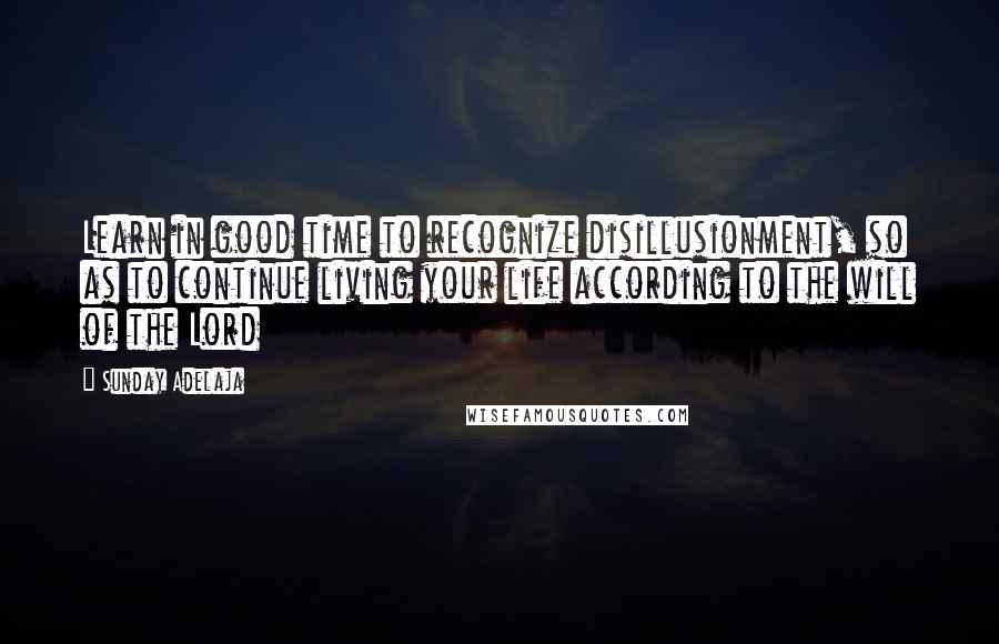 Sunday Adelaja Quotes: Learn in good time to recognize disillusionment, so as to continue living your life according to the will of the Lord