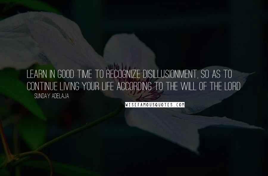 Sunday Adelaja Quotes: Learn in good time to recognize disillusionment, so as to continue living your life according to the will of the Lord