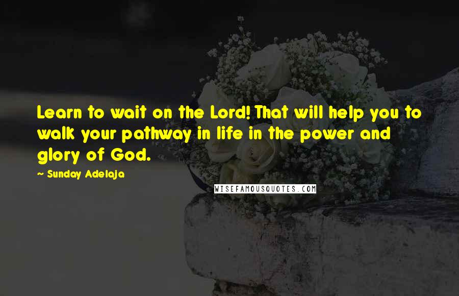 Sunday Adelaja Quotes: Learn to wait on the Lord! That will help you to walk your pathway in life in the power and glory of God.