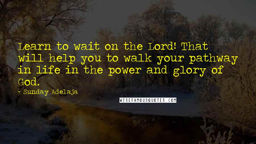 Sunday Adelaja Quotes: Learn to wait on the Lord! That will help you to walk your pathway in life in the power and glory of God.