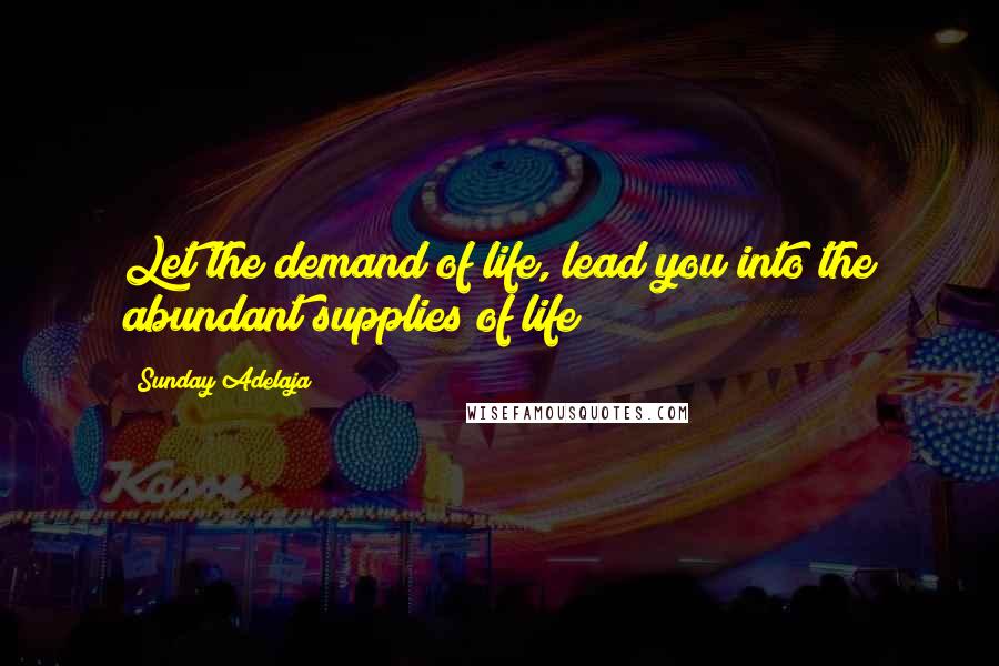 Sunday Adelaja Quotes: Let the demand of life, lead you into the abundant supplies of life