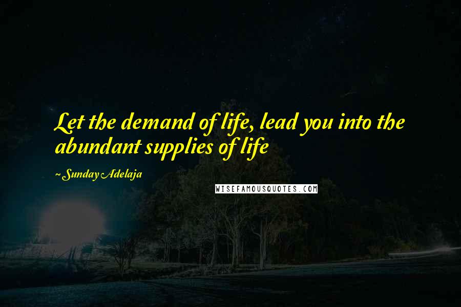 Sunday Adelaja Quotes: Let the demand of life, lead you into the abundant supplies of life