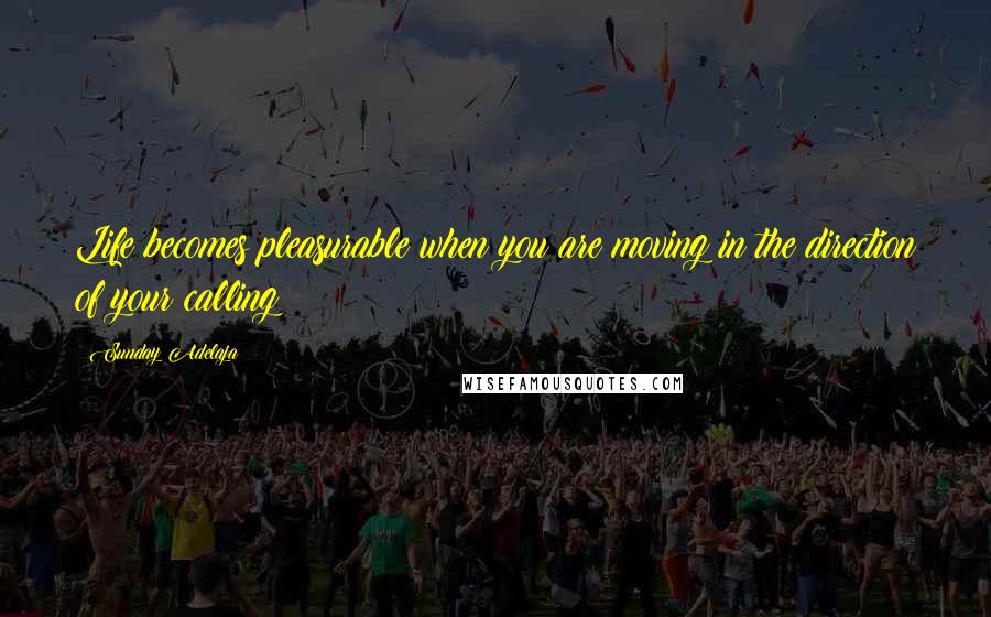 Sunday Adelaja Quotes: Life becomes pleasurable when you are moving in the direction of your calling