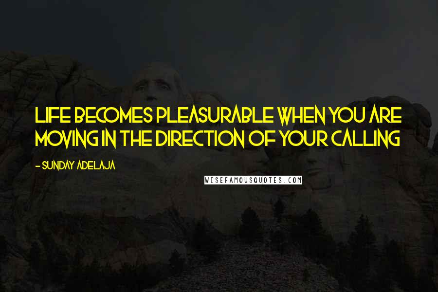 Sunday Adelaja Quotes: Life becomes pleasurable when you are moving in the direction of your calling