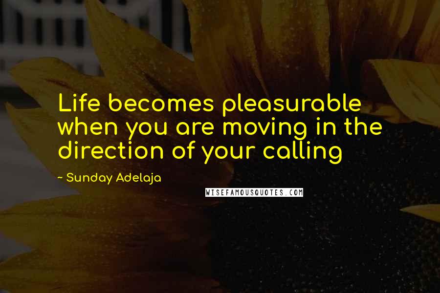 Sunday Adelaja Quotes: Life becomes pleasurable when you are moving in the direction of your calling