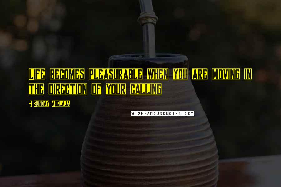 Sunday Adelaja Quotes: Life becomes pleasurable when you are moving in the direction of your calling