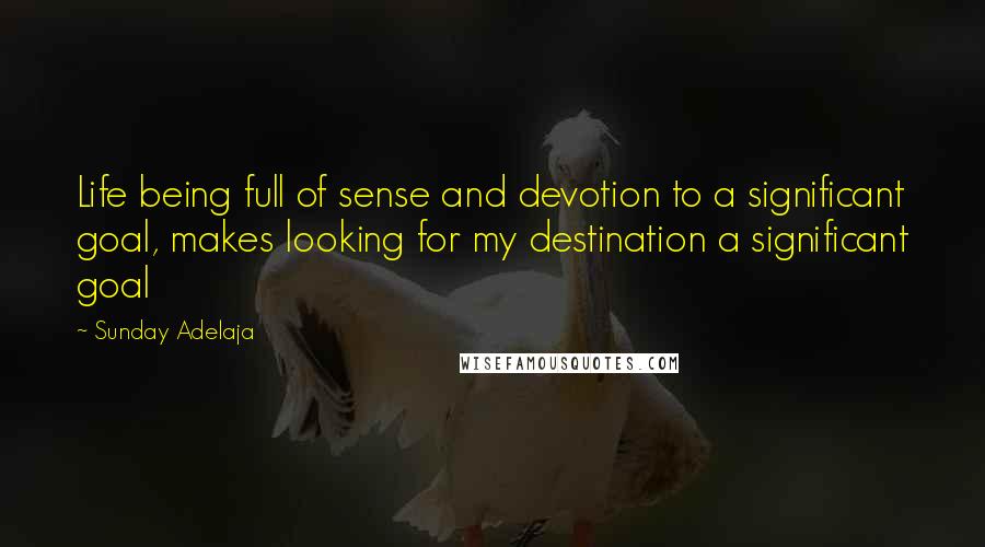 Sunday Adelaja Quotes: Life being full of sense and devotion to a significant goal, makes looking for my destination a significant goal