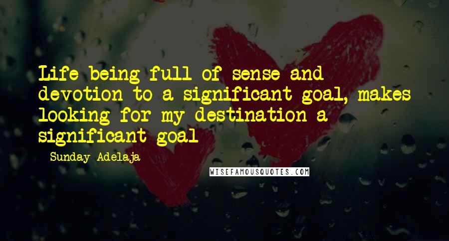 Sunday Adelaja Quotes: Life being full of sense and devotion to a significant goal, makes looking for my destination a significant goal