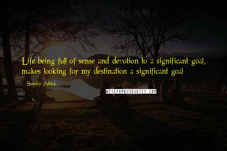 Sunday Adelaja Quotes: Life being full of sense and devotion to a significant goal, makes looking for my destination a significant goal