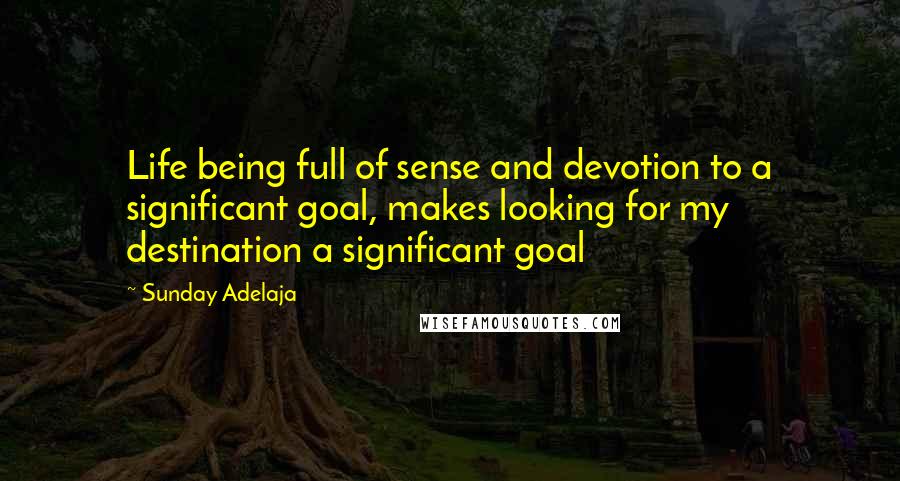 Sunday Adelaja Quotes: Life being full of sense and devotion to a significant goal, makes looking for my destination a significant goal