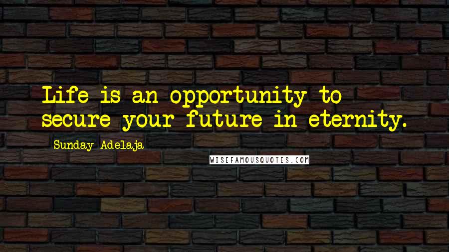 Sunday Adelaja Quotes: Life is an opportunity to secure your future in eternity.