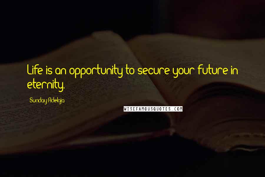 Sunday Adelaja Quotes: Life is an opportunity to secure your future in eternity.