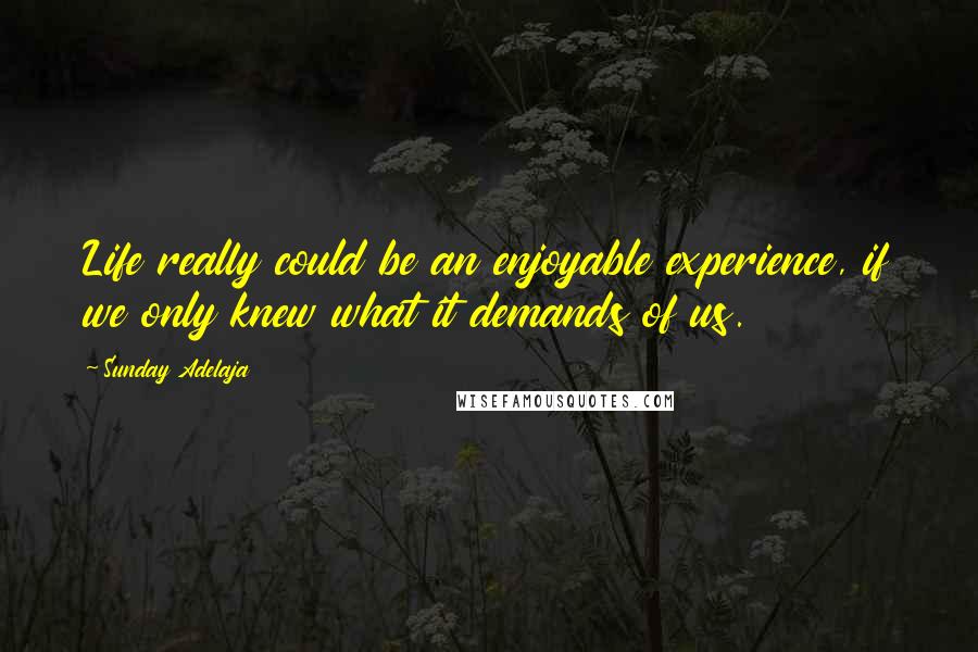 Sunday Adelaja Quotes: Life really could be an enjoyable experience, if we only knew what it demands of us.