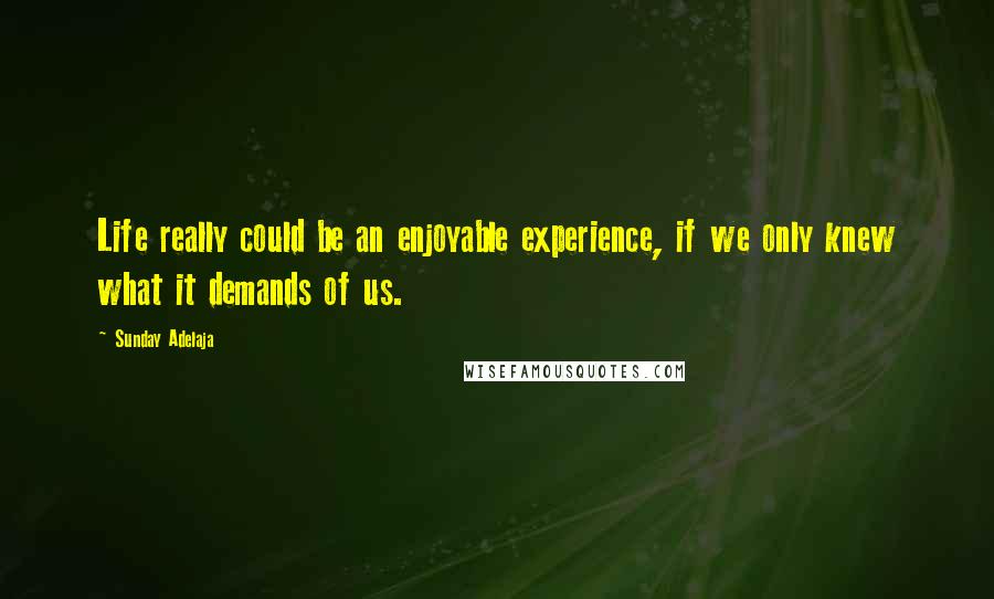 Sunday Adelaja Quotes: Life really could be an enjoyable experience, if we only knew what it demands of us.