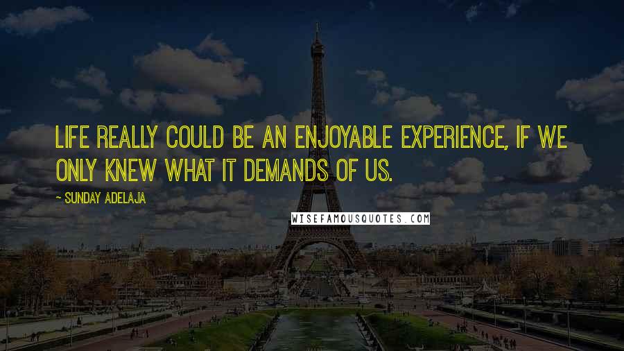 Sunday Adelaja Quotes: Life really could be an enjoyable experience, if we only knew what it demands of us.