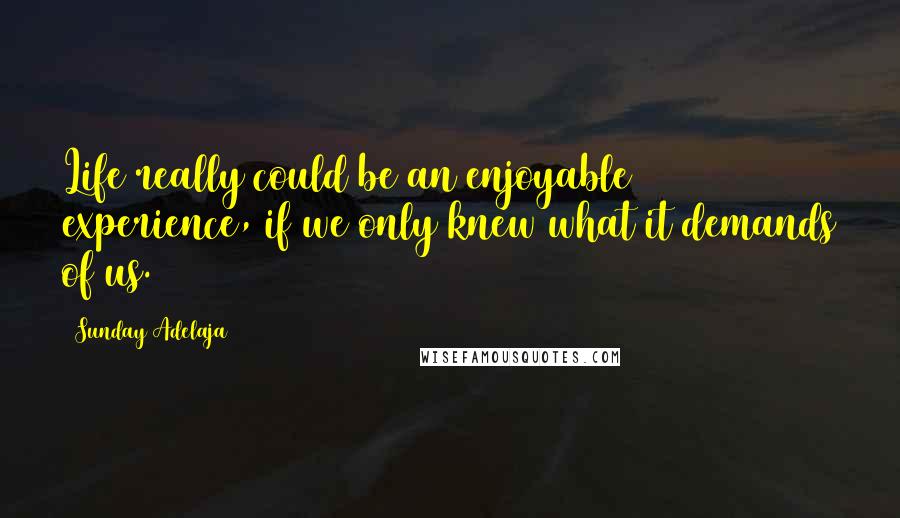 Sunday Adelaja Quotes: Life really could be an enjoyable experience, if we only knew what it demands of us.