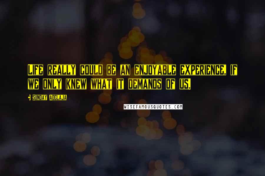 Sunday Adelaja Quotes: Life really could be an enjoyable experience, if we only knew what it demands of us.