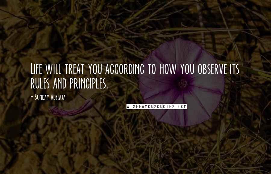 Sunday Adelaja Quotes: Life will treat you according to how you observe its rules and principles.
