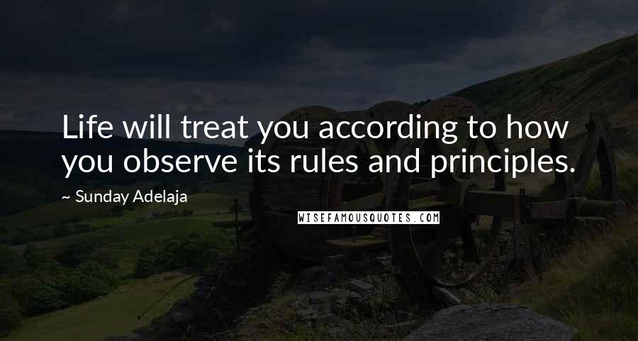 Sunday Adelaja Quotes: Life will treat you according to how you observe its rules and principles.