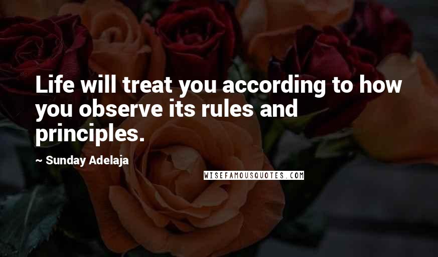 Sunday Adelaja Quotes: Life will treat you according to how you observe its rules and principles.