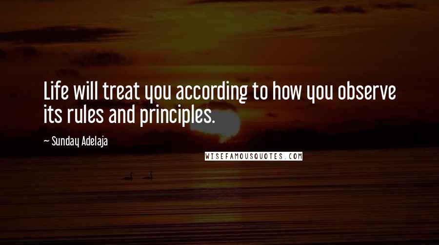 Sunday Adelaja Quotes: Life will treat you according to how you observe its rules and principles.