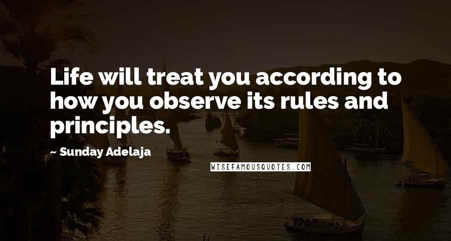 Sunday Adelaja Quotes: Life will treat you according to how you observe its rules and principles.