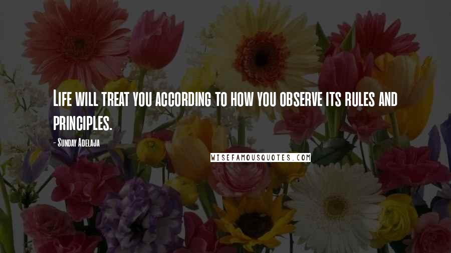 Sunday Adelaja Quotes: Life will treat you according to how you observe its rules and principles.