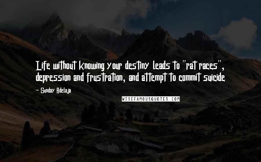 Sunday Adelaja Quotes: Life without knowing your destiny leads to "rat races", depression and frustration, and attempt to commit suicide