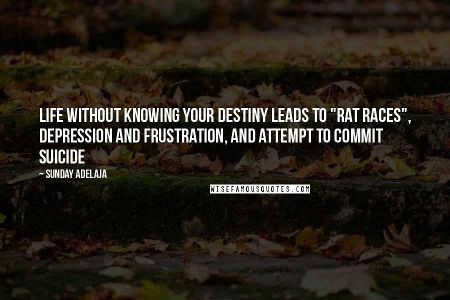 Sunday Adelaja Quotes: Life without knowing your destiny leads to "rat races", depression and frustration, and attempt to commit suicide