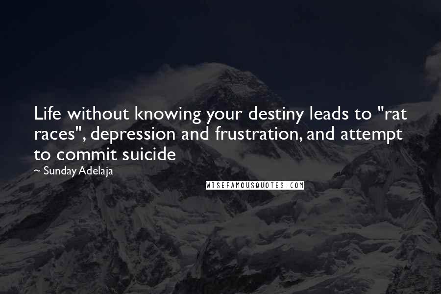 Sunday Adelaja Quotes: Life without knowing your destiny leads to "rat races", depression and frustration, and attempt to commit suicide