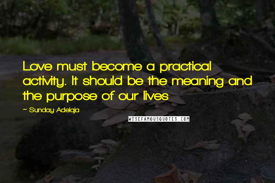 Sunday Adelaja Quotes: Love must become a practical activity. It should be the meaning and the purpose of our lives