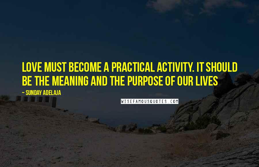 Sunday Adelaja Quotes: Love must become a practical activity. It should be the meaning and the purpose of our lives