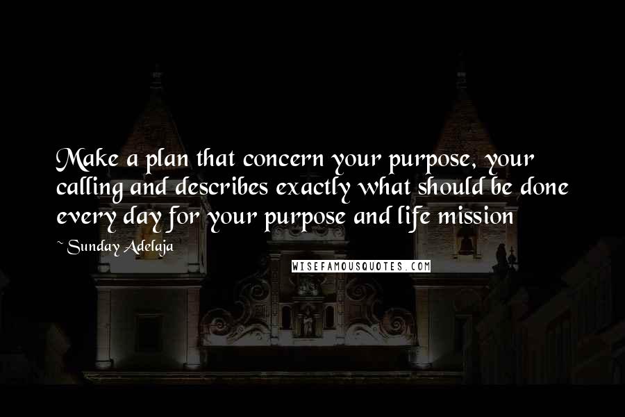 Sunday Adelaja Quotes: Make a plan that concern your purpose, your calling and describes exactly what should be done every day for your purpose and life mission